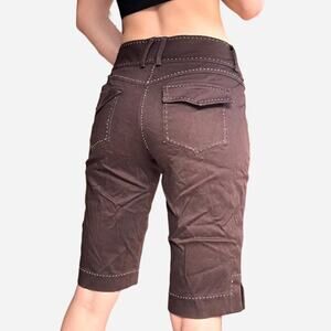 Cache brown low rise longline shirts bermuda contrast stitching - size 8